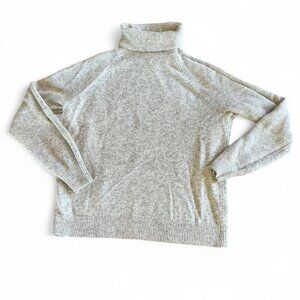 Loft Women’s Light Grey Cotton Knit Turtleneck Sweater size Large